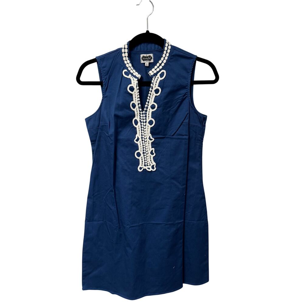 Mud Pie Navy Blue Dress with White Trim